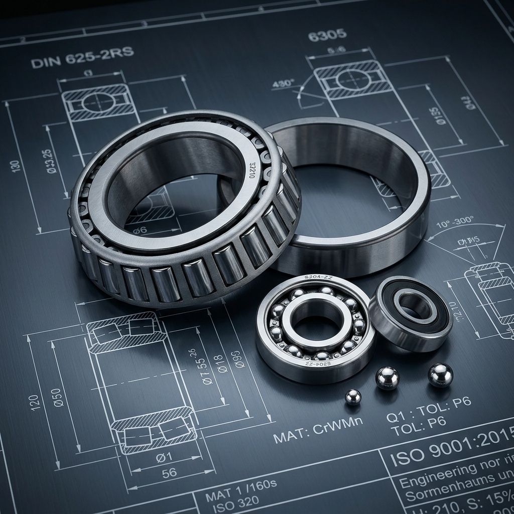 Concentricity check ball and tapered bearings blueprint