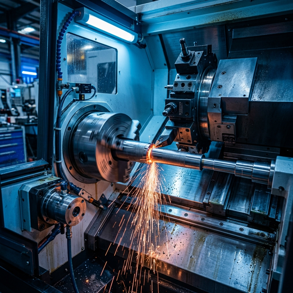 CNC Lathe Machine Spindle in Action